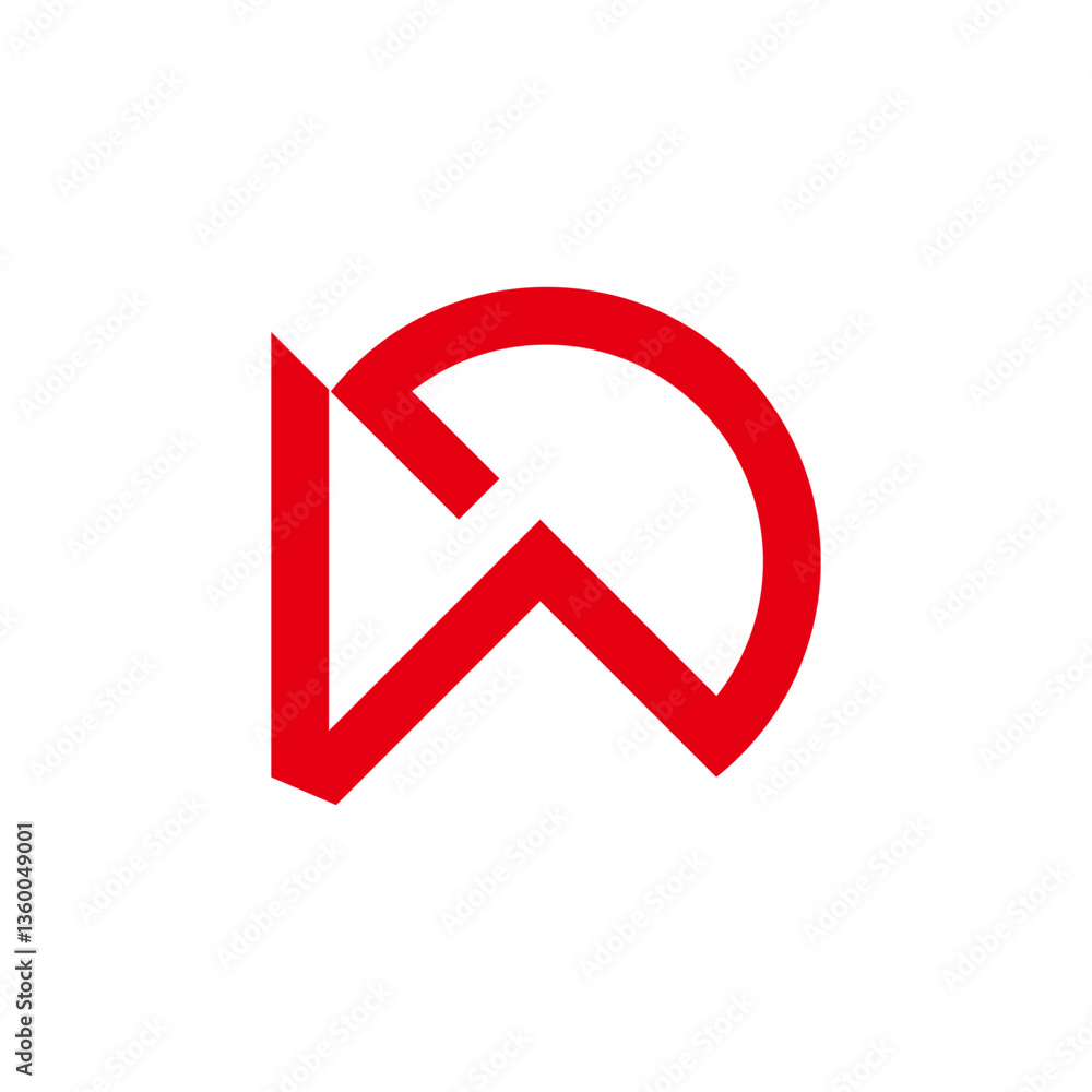Poster letters wd loop simple geometric red logo vector