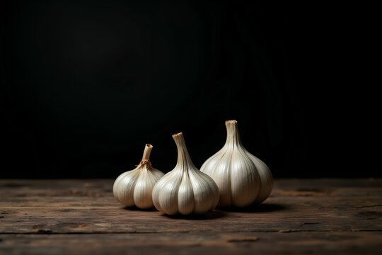 garlic on a wooden background
