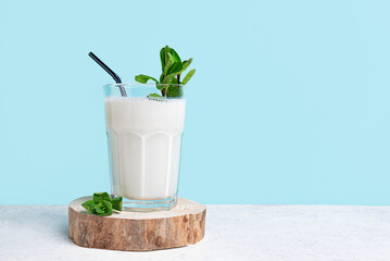 Probiotic fermented dairy drink. Ayran, kefir, lassi. © mizina