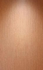 Fototapeta premium close-up photograph of warm brown wood panel with light beam from above, natural grain texture, suitable for use as a rustic background or a neutral surface in design projects.