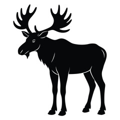 Adobe Illustrator ArtwVintage engrave isolated moose set illustration ink sketch. Wild elk background deer vector artork