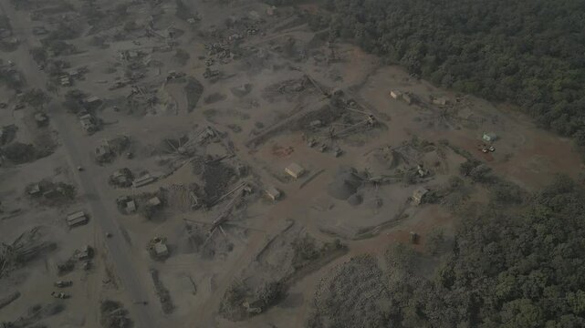 Drone Cinematic 4k India, rock crushing and mining District, West Bengal