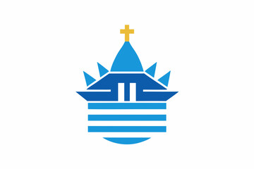 Obraz premium A vector church icon illustration with a cross, symbolizing a religious building or home