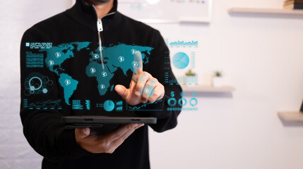 International business concepts. Businessman making global connections and partnerships for business investment