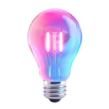 Colored brite light bulb cut out on transparent background