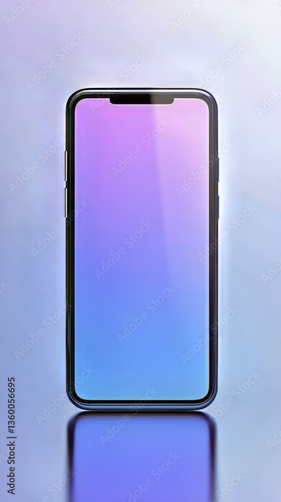 Aufkleber sleek smartphone displaying a gradient screen, modern technology with reflective surface and clean a
