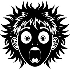 Surprised Face Silhouette Vector