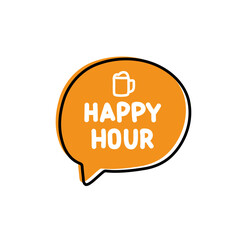 Happy Hour. Badge, icon, logo vector design illustration on white background