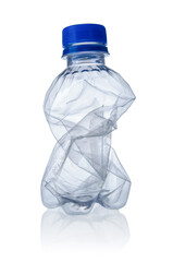Crumpled plastic bottle isolated on a white background
