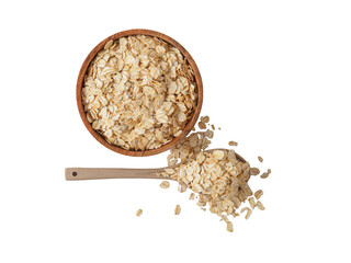 Gluten free wholegrain oat flakes in wooden bowl.