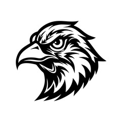 a fierce eagle head design rendered in bold black and white. The sharp lines and intense gaze convey power and determination