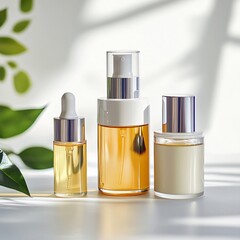 Showcasing natural skincare products studio location photography bright environment close-up view beauty concept