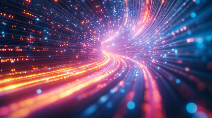 Obraz premium A 3D-rendered digital fractal light composition featuring abstract colors and dynamic energy flows