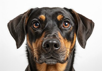 Fototapeta premium A close up of a dog's face with his nose in the air, AI 