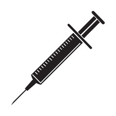 Fototapeta premium medical syringe icon black vector silhouette, Vaccine or injection icon, Syringe injection white background
