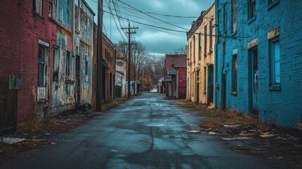 A Narrow Alleyway Leading Through Old Dilapidated Buildings