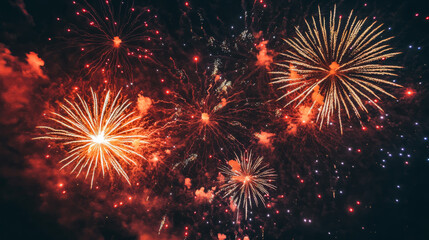 A breathtaking fireworks display lighting up the night sky, celebrating a festive occasion