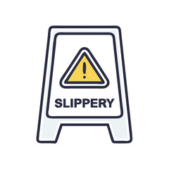 Obraz premium Slippery floor sign vector icon in flat style with muted tones