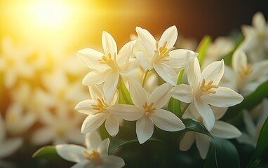 White flowers in sunlight