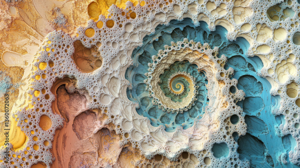 Poster a colorful chaotic fractal pattern in a 3d-rendered abstract composition, ideal for digital artwork 