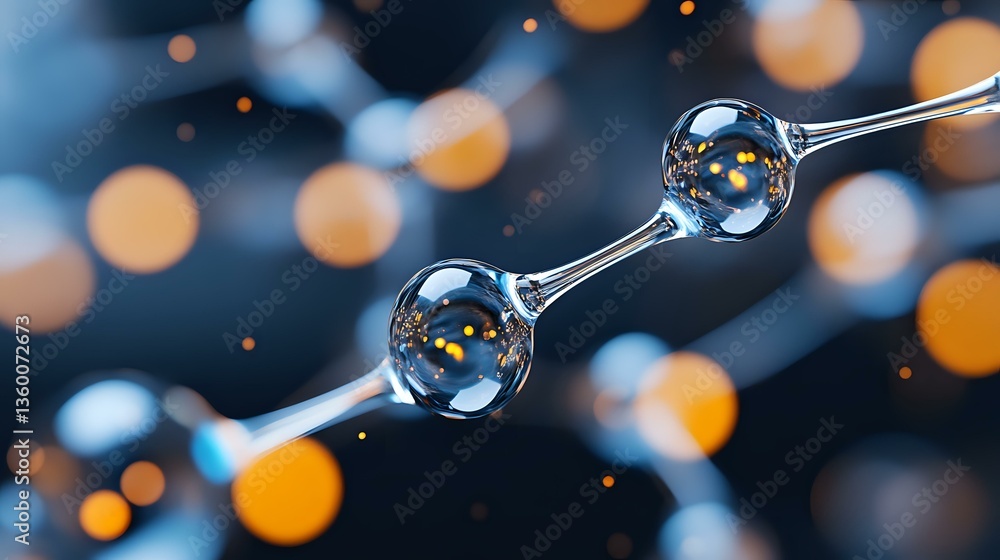 Poster macro photography of water drops on thin branch with golden bokeh lights in background creating magi