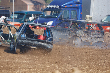 Exciting rally in the Dutch polder with roaring engines and thrilling dirt flying during an intense...