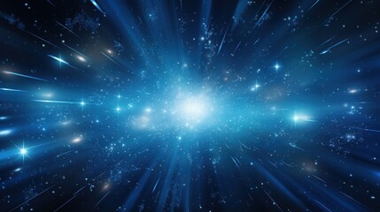 Naklejka premium Futuristic modern blue background with stars space and rays effect. Generate AI image