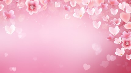 Fototapeta premium Valentine's day background with 3d heart shape on pink pastel color. Generate AI