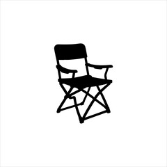 Fototapeta premium Folding chair seilhoutte icon vector flat design.