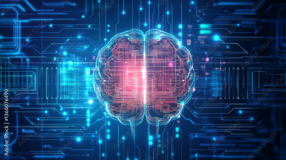 Poster a digital background tailored for ai-driven processes, neural networks, data security, and multimedi