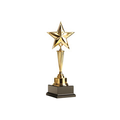 A shiny gold trophy featuring a star on top, symbolizing achievement and success.