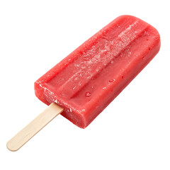 Strawberry popsicle on a wooden stick