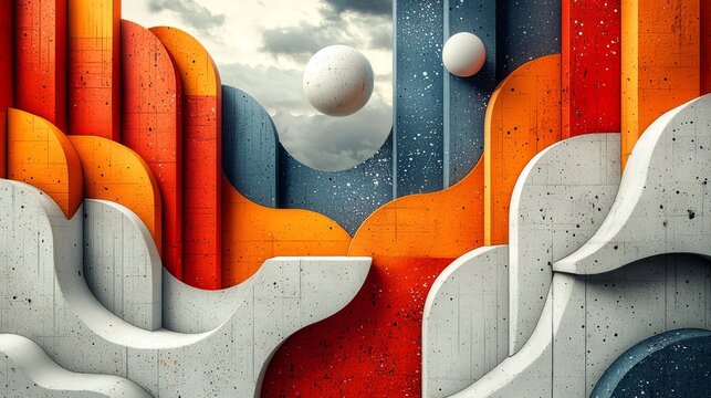 A series of irregularly shaped objects scattered asymmetrically, forming an abstract and artistic composition