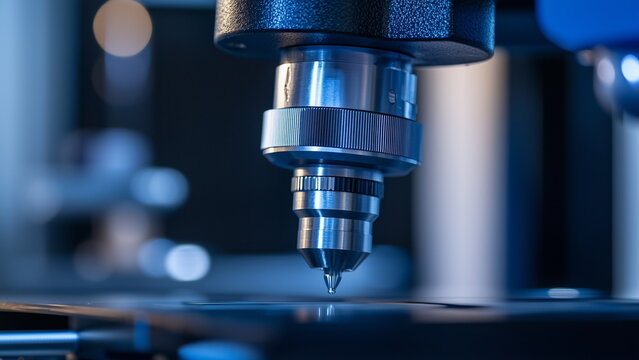 An advanced metallic stainless steel electronic probe head is shown, designed for precise measurement of experimental parameters