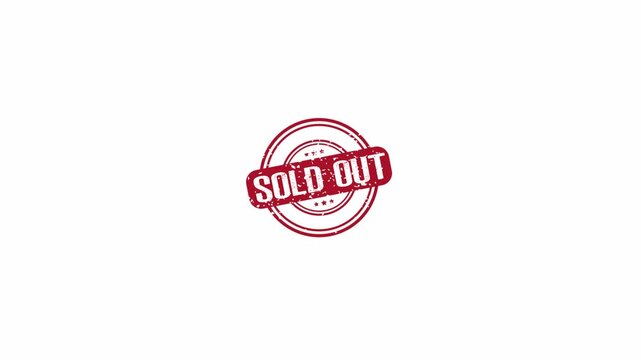 Sold out stamp animation on white background, Grunge red rubber sold out stamp animated.