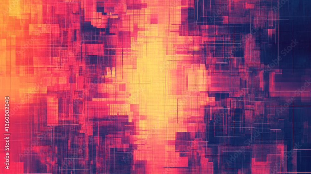 Aufkleber a futuristic digital background with an abstract square pixel halftone pattern, designed as a high-t