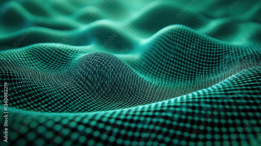 Poster dynamic green cellular pattern with a soft glowing effect, perfect for a modern futuristic theme