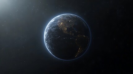 Naklejka premium Realistic Earth from Space with Glowing Atmosphere, A realistic depiction of Earth from space, showing continents and oceans with a glowing atmosphere