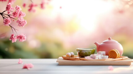 Enjoying matcha in a serene japanese garden picnic scene tranquil setting healthful green tea experience