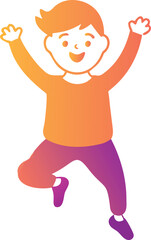 A multicolored vector of a happy child jumping with joy.