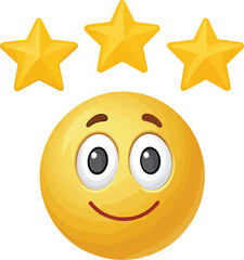 3D Emoji Three Stars Yellow Emoticon Cartoon Vector Illustration
