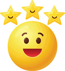 3D Emoji Three Stars Yellow Emoticon Cartoon Vector Illustration