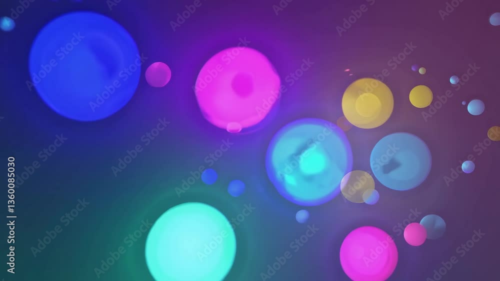 Poster colorful dynamic bokeh light movement with glowing orbs and vivid gradients