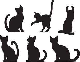 set of cats silhouettes