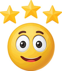 3D Emoji Three Stars Yellow Emoticon Cartoon Vector Illustration