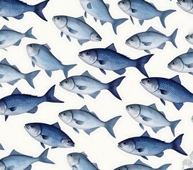 Simple aquarelle fish pattern,underwater, aquarium, fish, cartoon, illustration, animal, cute, decoration, design, nature, water, background, 94