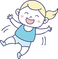 A sketch-style vector of a girl floating in the air.