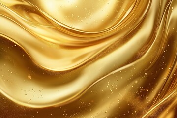 Abstract shiny gold fluid wave with small dot pattern background with seamless metallic texture