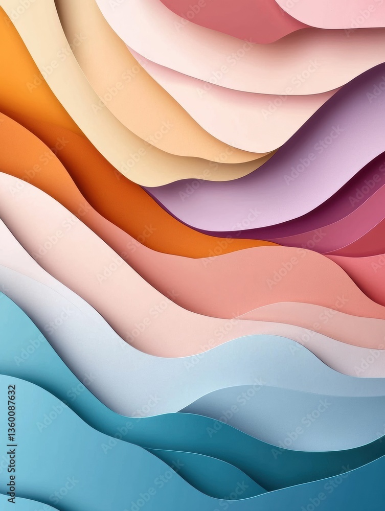 Poster Stylish abstract background with layered geometric shapes in soft pastel tones and deep shadows for modern design aesthetics Generative AI