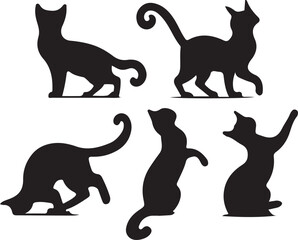 Set black cat silhouettes